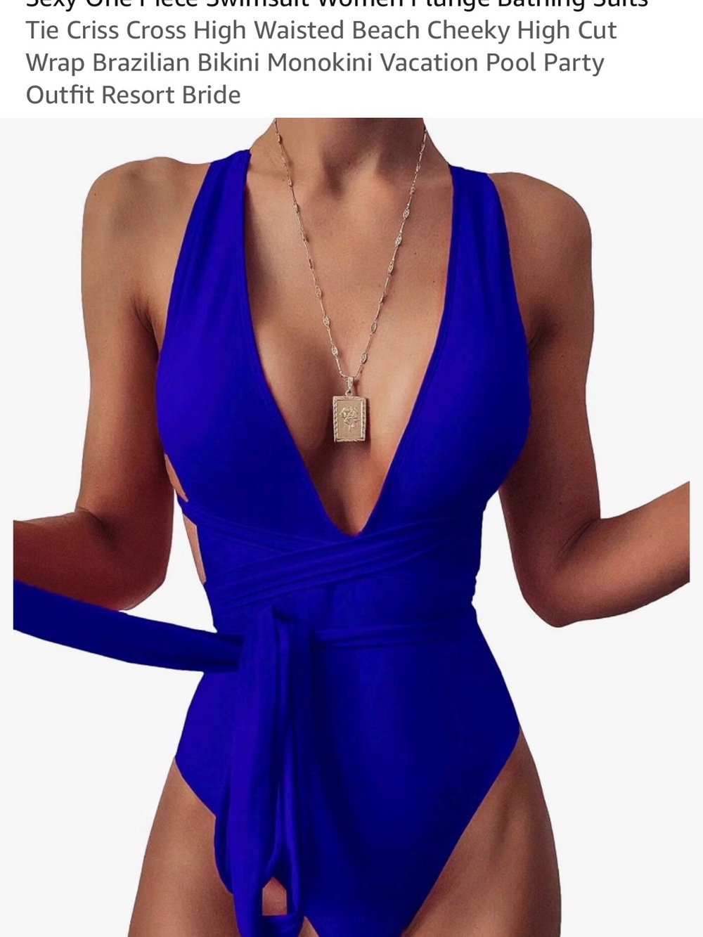 Plunge One-Piece Swimsuit in Electric Blue